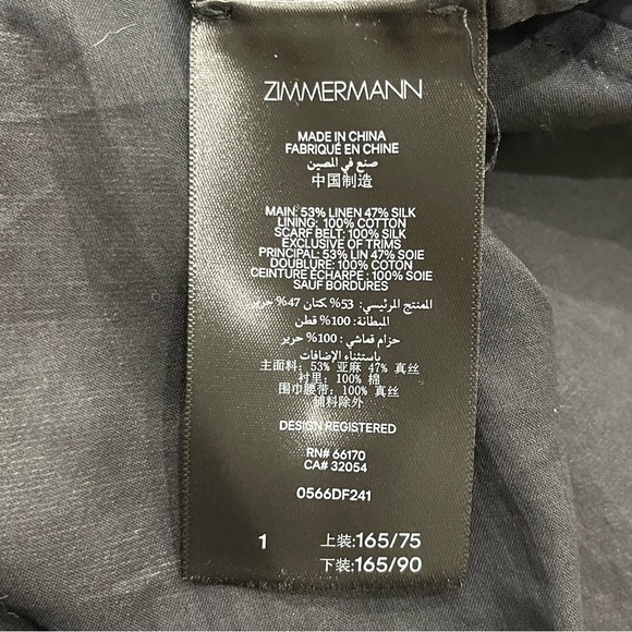 ZIMMERMANN Illustration Belted Printed Linen Silk Blend Organza Midi Dress Black - Picture 11 of 16